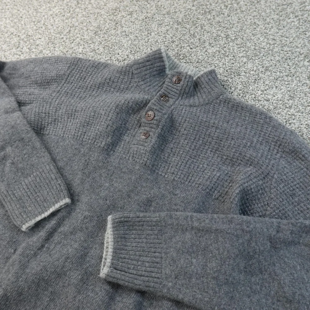 Daniele Blasi Sweater Mens L Gray Wool Henley Waffle Knit Thermal Pullover Italy